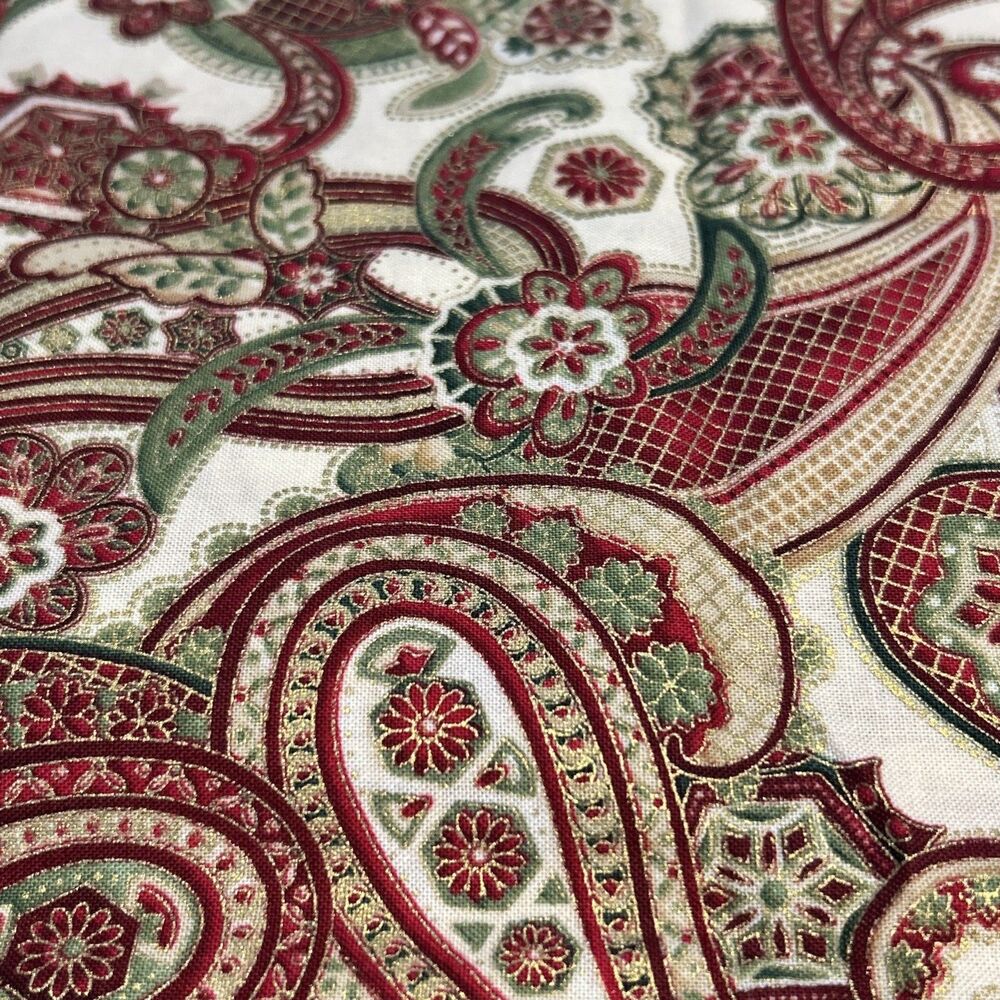 Imperial Collection Paisley Cotton Quilting Fabric Red Green Gold 31" X 42"